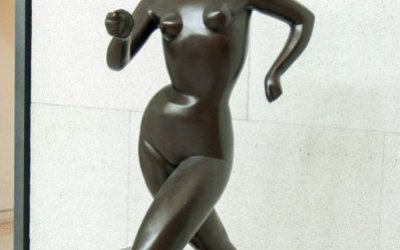 廣場(chǎng)競(jìng)走抽象女孩人物玻璃鋼仿銅雕塑