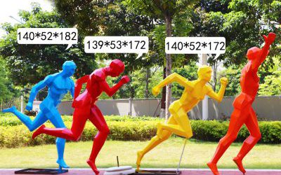 校園操場(chǎng)玻璃鋼彩繪運(yùn)動(dòng)跑步的人物雕塑