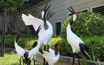 玻璃鋼仿真動物園林景觀仙鶴雕塑