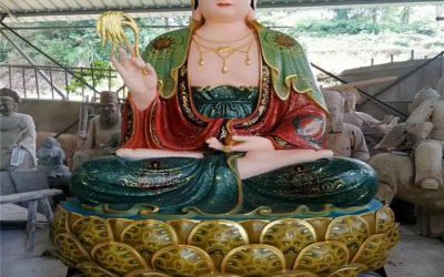 寺廟大型景觀玻璃鋼彩繪觀音雕塑