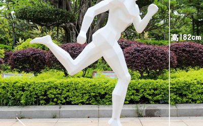 廣場(chǎng)抽象玻璃鋼幾何運(yùn)動(dòng)跑步雕塑