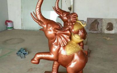 庭院玻璃鋼仿銅鎮宅招財大象雕塑