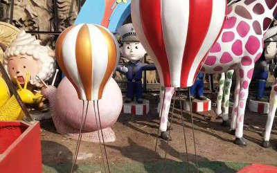 動物園創(chuàng)意玻璃鋼彩繪童趣氣球雕塑