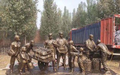 玻璃鋼仿銅景區園林送別八路軍雕塑