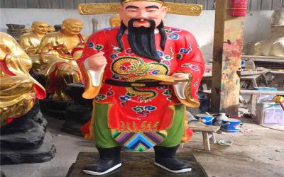 玻璃鋼彩繪大型人物景觀判官雕塑