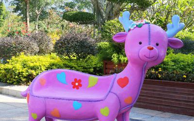 公園玻璃鋼彩繪卡通鹿座椅雕塑