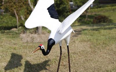 草坪玻璃鋼大型仿真仙鶴雕塑