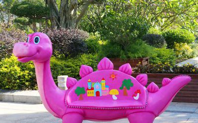 兒童游樂園室內(nèi)玻璃鋼卡通恐龍動物休閑座椅雕塑