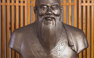 學校玻璃鋼仿銅儒家學派創始人孔子雕塑肖像