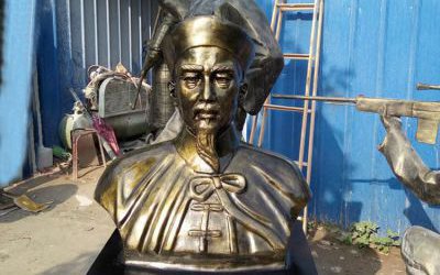 企業小區清朝名人林則徐胸像玻璃鋼仿銅雕塑