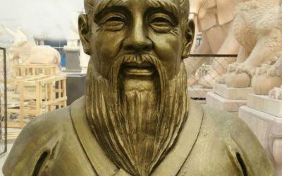 景點校園教育家孔子胸像玻璃鋼仿銅雕塑