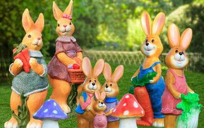 農場玻璃鋼卡通彩繪兔子雕塑