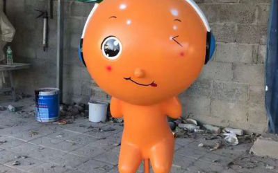 花園擺放卡通橙子公仔玻璃鋼水果雕塑