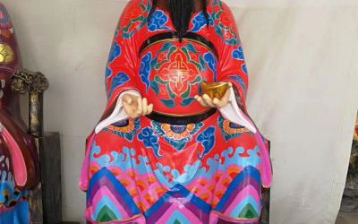 家用招財(cái)玻璃鋼彩繪文財(cái)神雕塑