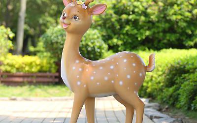 玻璃鋼彩繪卡通戶外園林景觀鹿雕塑