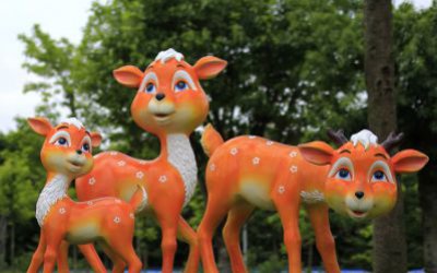 景區(qū)戶外玻璃鋼卡通童趣梅花鹿雕塑