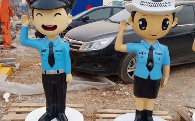 玻璃鋼卡通人物人民警察雕塑