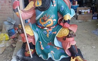 玻璃鋼彩繪寺廟大型關公雕塑