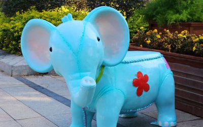 玻璃鋼卡通大象動物休閑座椅雕塑小區園林景觀裝飾擺件