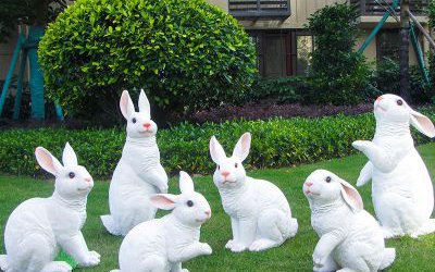 公園草坪玻璃鋼仿真兔子景觀